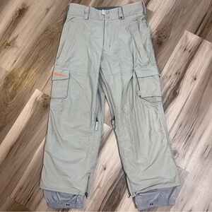 Burton Mens Small S Cargo Pant Beige Tan Khaki Snow Pants Ski Snowboard Lined